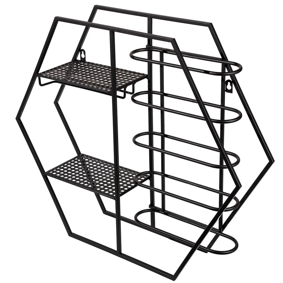 Wine rack Level, black, metal, 52x60x13cm