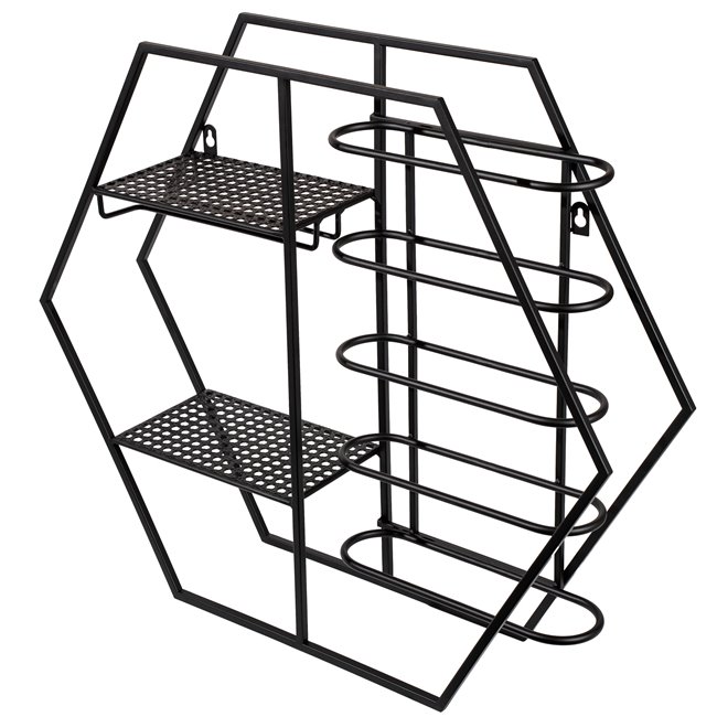 Wine rack Level, black, metal, 52x60x13cm