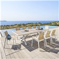 Table Laaxiome, 10-seater extendable, linen/white color, H76x113x220cm