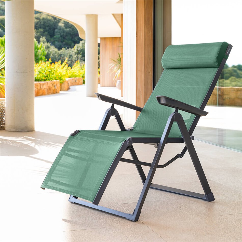 Armchair/recliner Ladecima, olive/graphite color, H116x75.3x65cm
