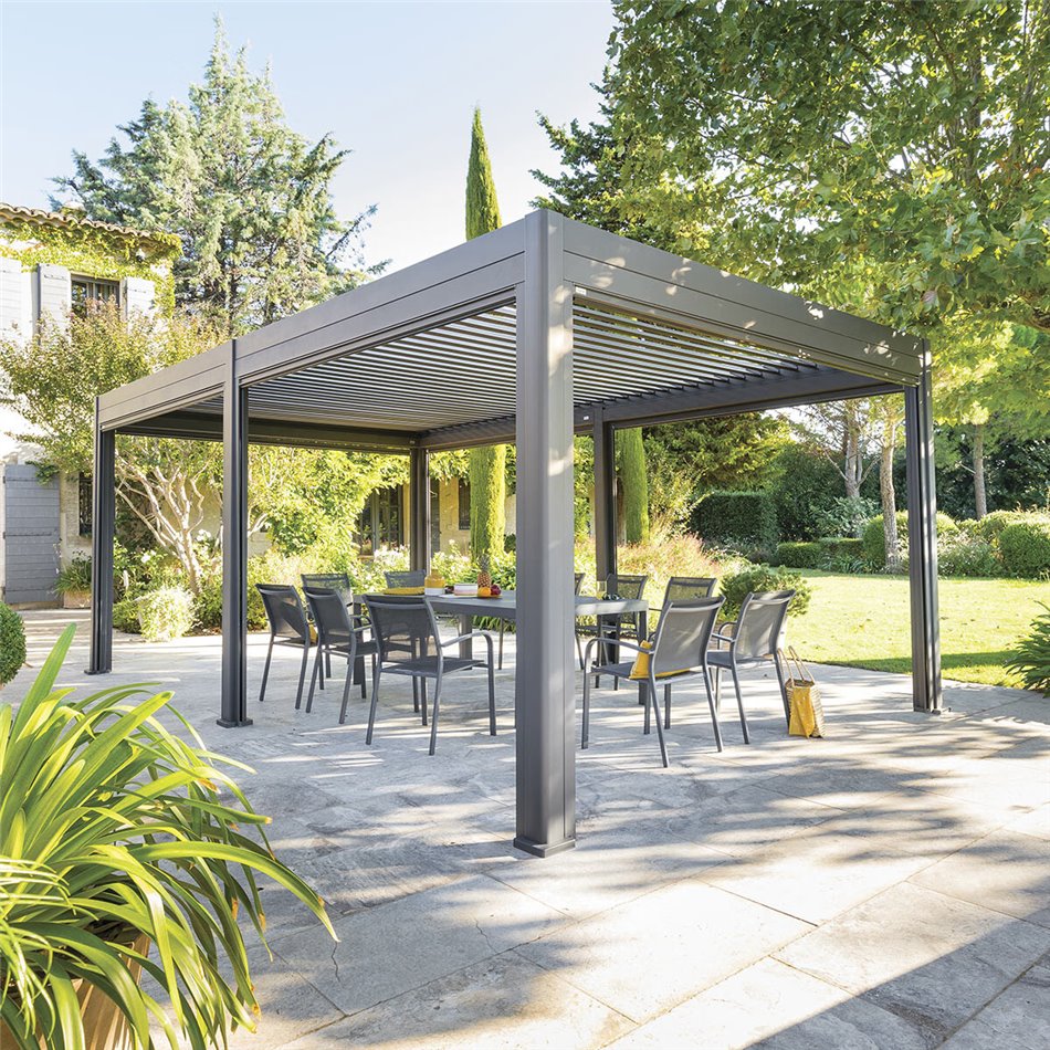 Pergola Laevora 6 x 3.6m, graphite/grey color, aluminium, H250x362x591cm
