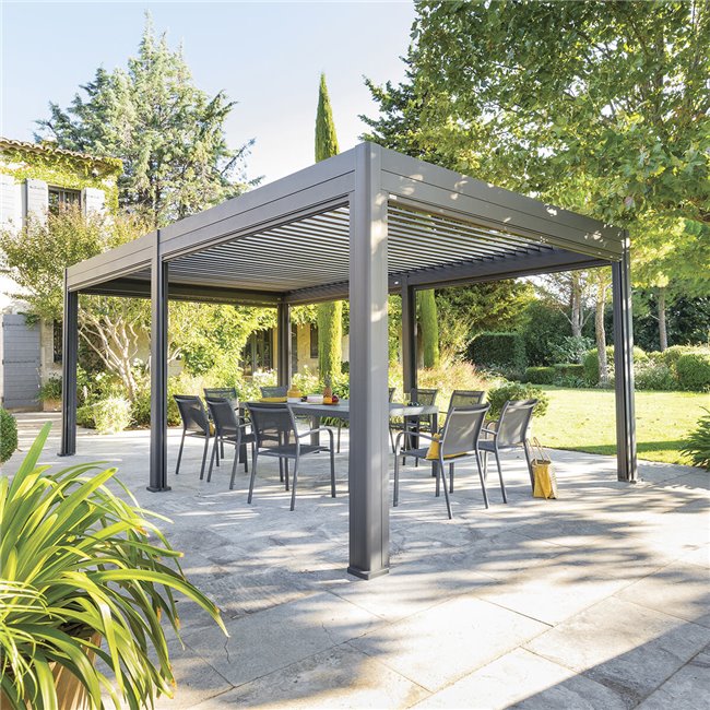 Pergola Laevora 6 x 3.6m, graphite/grey color, aluminium, H250x362x591cm