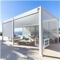 3m screen texaline blind for pergola Laevora, grey/white color, 3.6x3.6m 