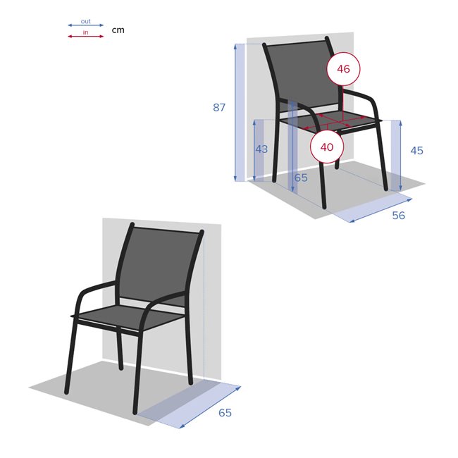 Chair Lapiazza, anthracite/graphite color, H88x65x56cm