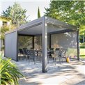3m blinds for pergola Laevora 6x3.6m, slate grey color, aluminium/textilene, H11x236.5x279cm