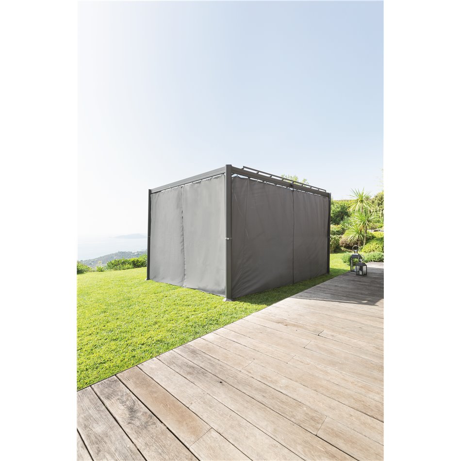 Шторы для перголы Labelize 3.8x3м, серого цвета, полиэстер