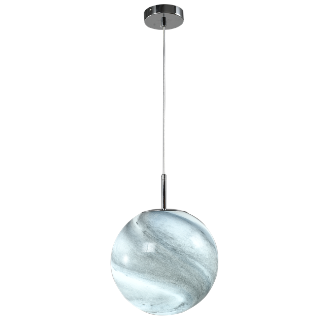 Ceiling lamp Renno, blue/chrom, D25x120cm,E27max40wx1