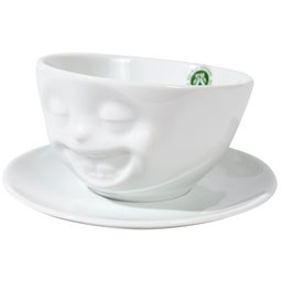 Coffe cup with saucer Laughing, 200ml D11.5cm H5.5cm