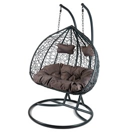 Double hanging chair Couple, brown colour, H200x132x76.5cm