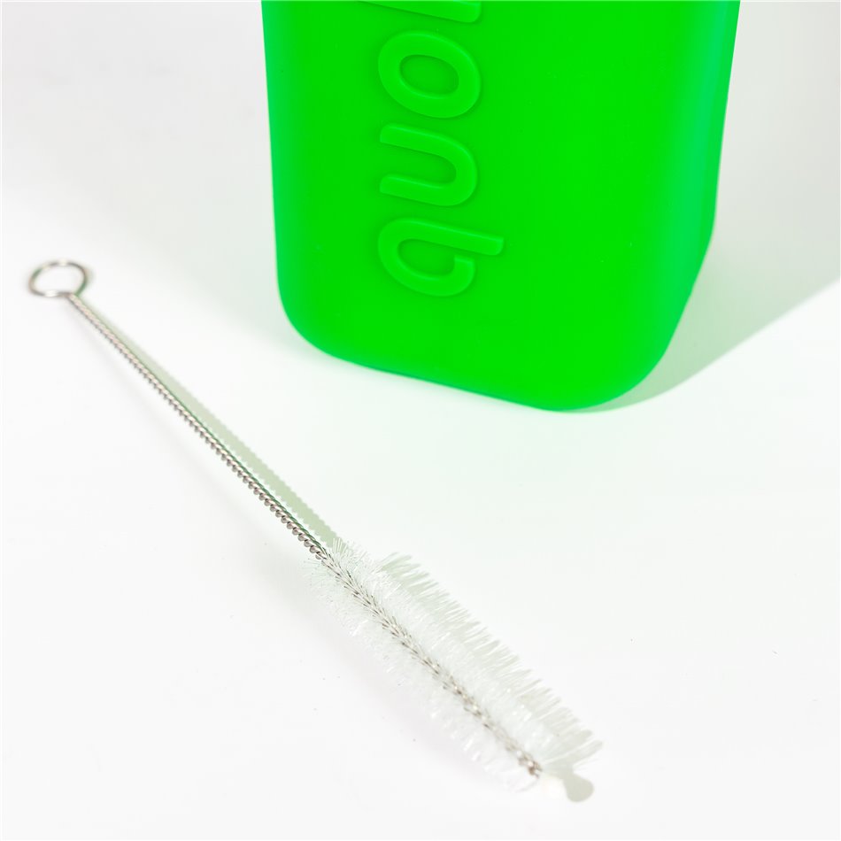 Glass tumbler Green w cover, straw, 540ml, H18 D8cm