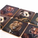 Coaster x6 Jungle Animal Head, 10x10cm