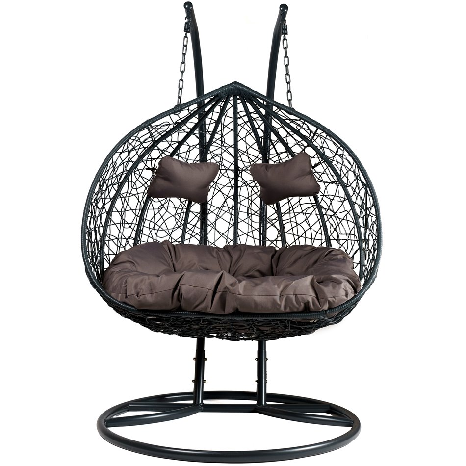 Double hanging chair Couple, brown colour, H200x132x76.5cm