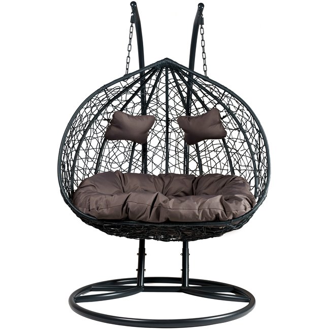 Double hanging chair Couple, brown colour, H200x132x76.5cm