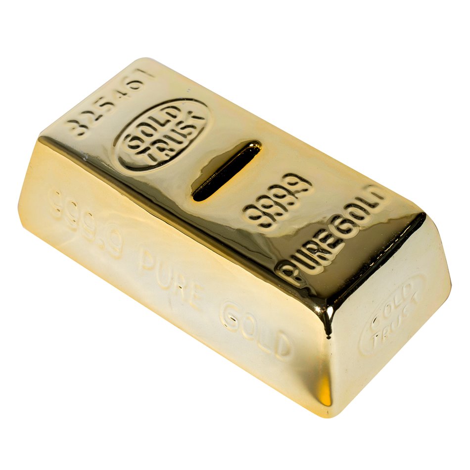 Декоративная копилка Gold Bar, золотого цвета, керамика, 16.5x8.5x5cm