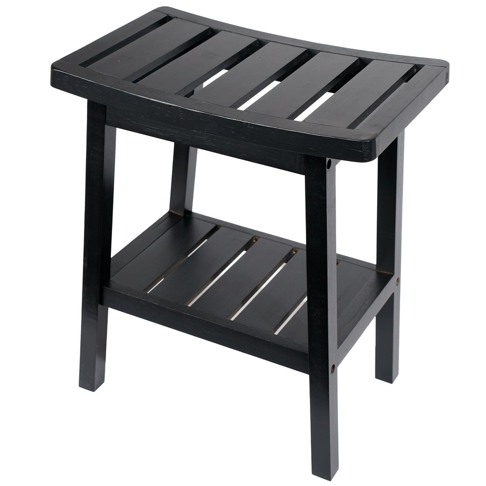 Bamboo bench, black, H46x39,5x25cm