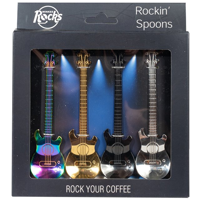 Spoons Rockin guitar set of 4, H12x3x0.5cm