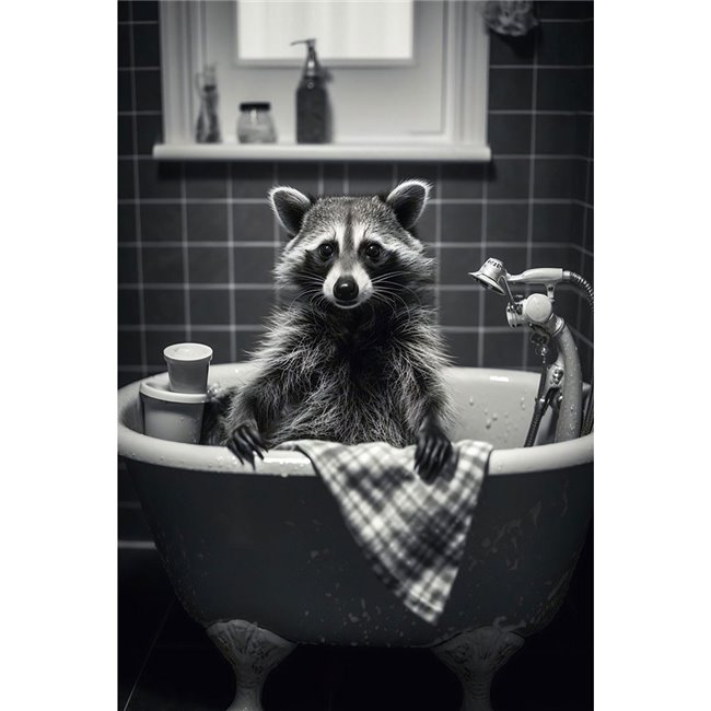 Digitalprint Raccoon Shower, glass, 90x60cm