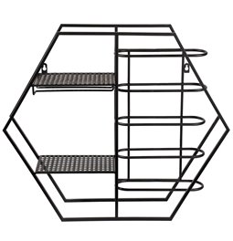 Vyno butelių stovas Level, juodas, metalas, 52x60x13cm