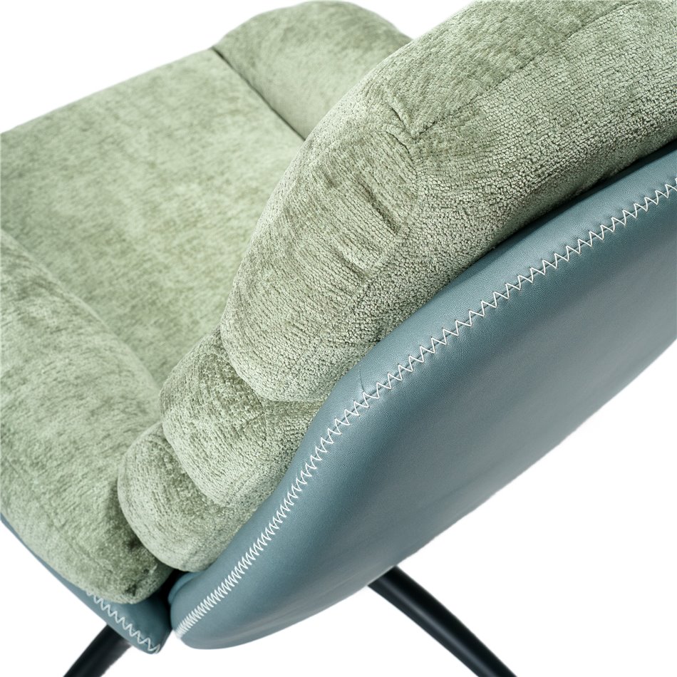 Armchair Vincento with footstool, green 09, 92x79x100cm