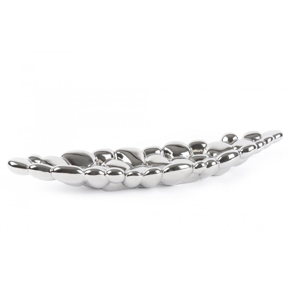 Decorative bowl Waleri, silver colour, 63.5x17.5x9cm