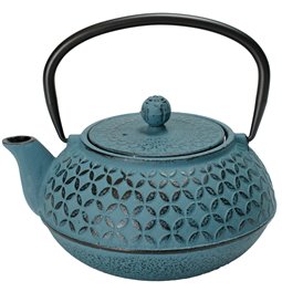 Teapot Flower, blue, cast iron, 1 L, H18x15.5x10cm