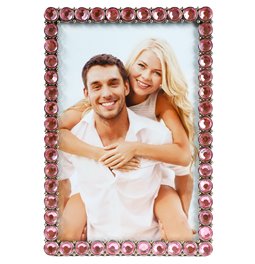 Nuotraukų rėmelis Paollo, sidabro spalvos rėmelis su rožiniais kristalais,
 10x15cm