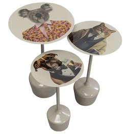 Šoninis staliukas Business Animal 3 rinkinyje, D30cm H49cm