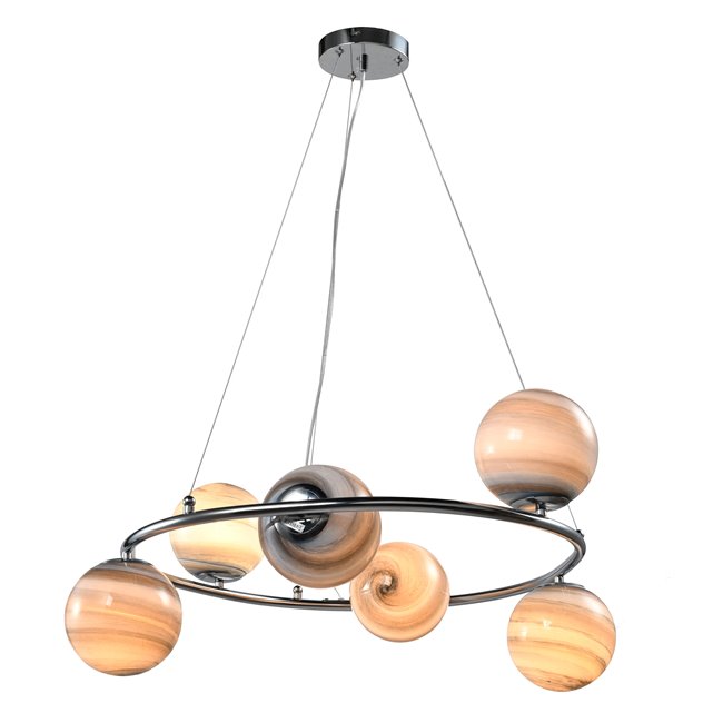 Ceiling lamp Rokko 6, blue/ chrom, D75xH14cm, E14x6