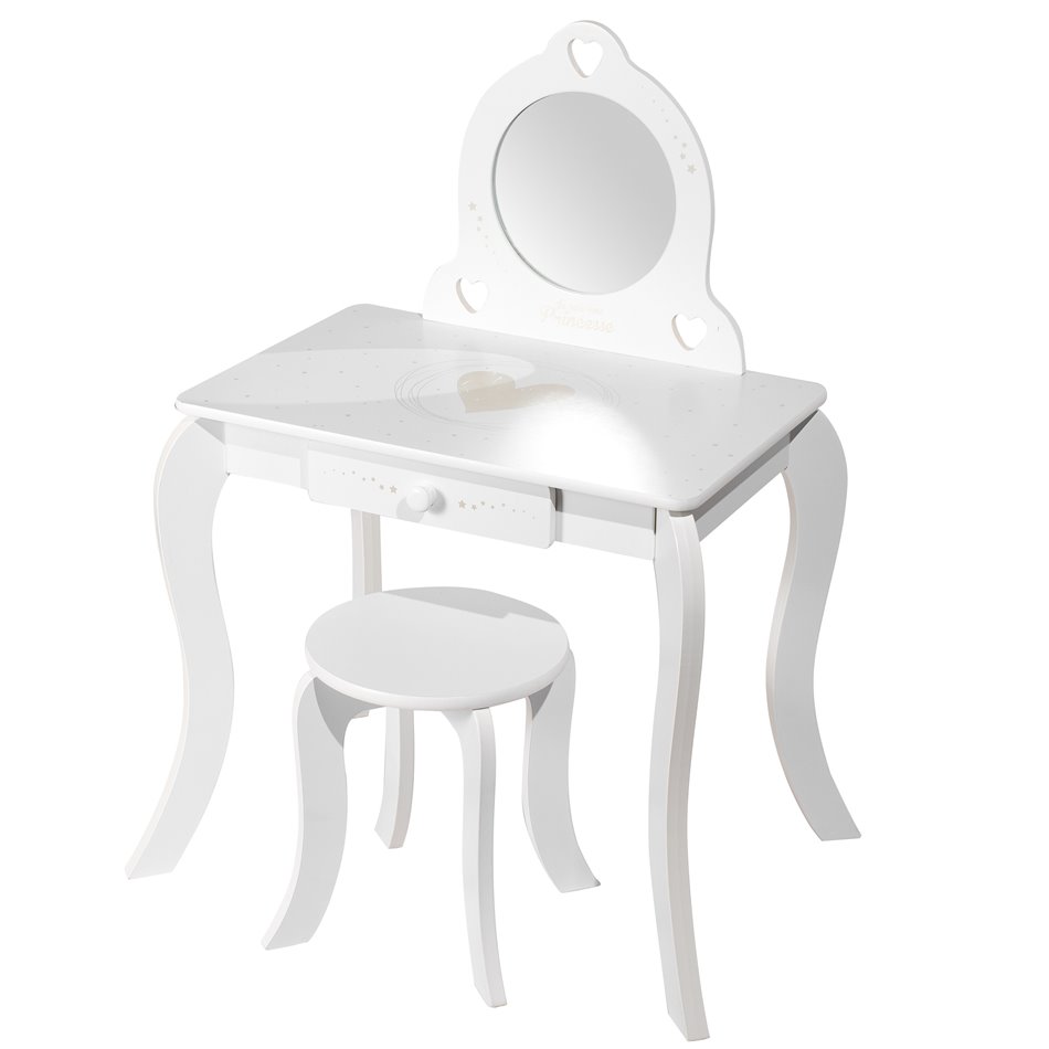 Kids dressing table with stool, 50.5x50.5x92cm, 28x28x32cm