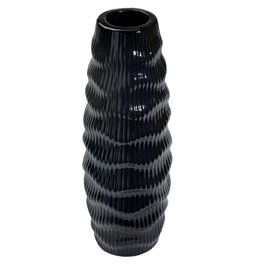 Vase Gavardo black BL, (shiny glazed black), 13.5x35.6cm