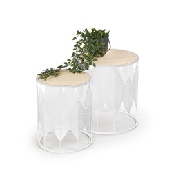 Side table set Holla White, 2 pcs, MDF/steel, D40cm, H45cm / D33cm, H40cm