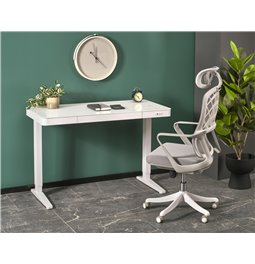 Desk Hendryss, with height adjustment function, white, glass/steel,  H77-120x120x60cm