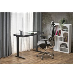 Desk Harloque, with electronic height adjustment function, black, glass/steel,  H77-120x120x60cm