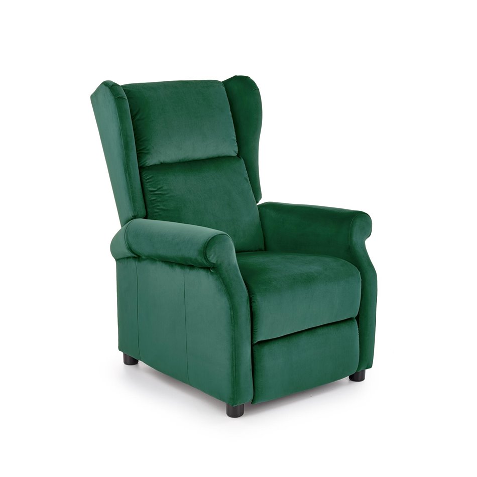 Recliner Haustin, dark green velvet, H107-83x75x92-160cm, seat H45cm