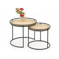 Side table set Hando, 2 pcs, black/natural, steel/rattan, D51cm, H42cm / D41cm, H37cm