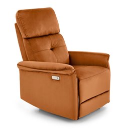 Electric recliner Hemiro, cinnamon color velvet, USB charging socket, W90-170x80cm, H92-108cm, seat H46cm