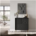 Sideboard Haulet, black/gold color, H105x100x41cm