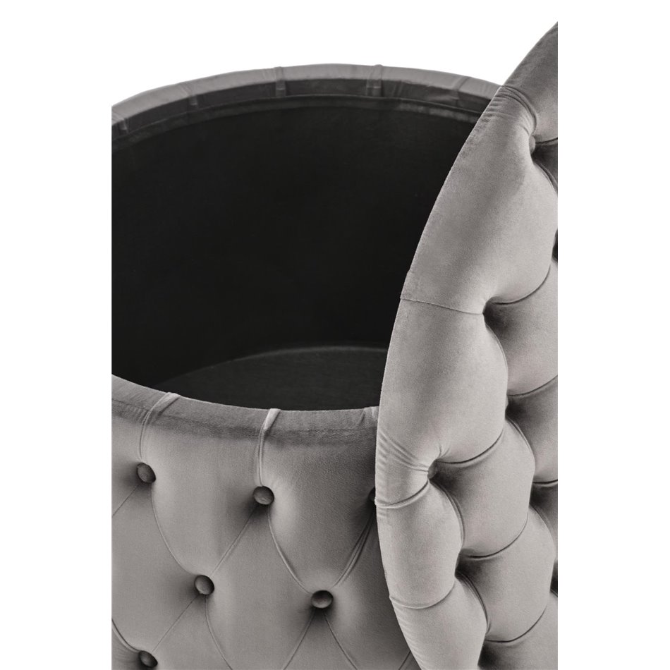 Пуф с ящиком для хранения Hunez, серый бархат, D70см, H40см