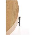 Side table Haroklyn, natural oak/black color, MDF/steel, D45cm, H45cm