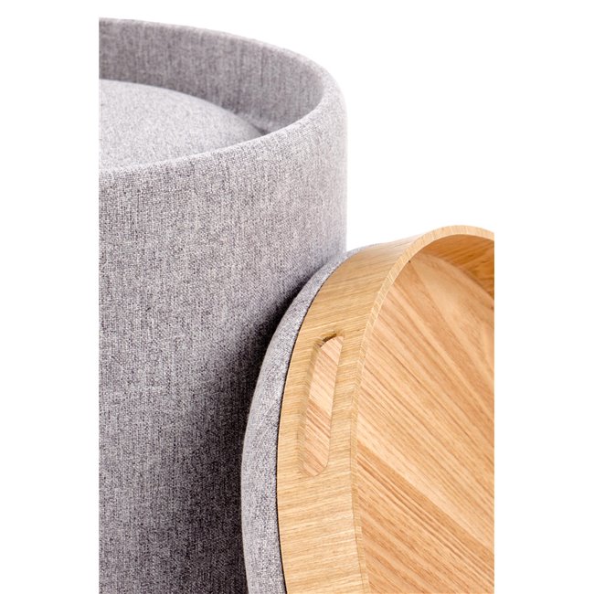 Storage ottoman-table Haviko, set of 2 pcs, light grey, MDF/polyester,  D38cm, H45cm / D35cm, H39cm