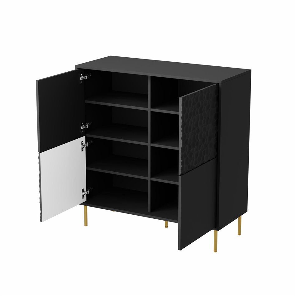 Sideboard Haulet, black/gold color, H105x100x41cm