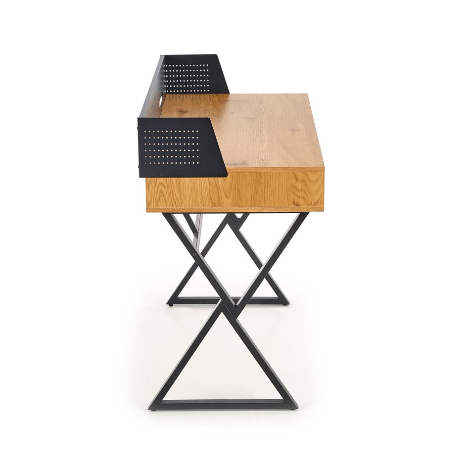 Desk Hexdrin, golden oak/black, MDF/steel,  H90x110x51cm