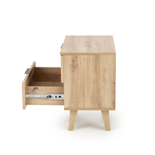 Bedside table Horeno, oak/black color, MDF, H52x50x34cm