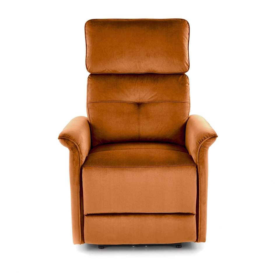 Electric recliner Hemiro, cinnamon color velvet, USB charging socket, W90-170x80cm, H92-108cm, seat H46cm