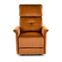 Electric recliner Hemiro, cinnamon color velvet, USB charging socket, W90-170x80cm, H92-108cm, seat H46cm