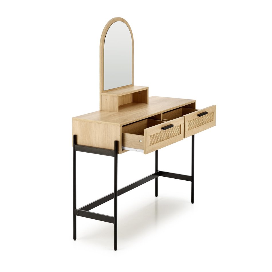 Dressing table with mirror Harmen, MDF/steel, H136x104x35cm
