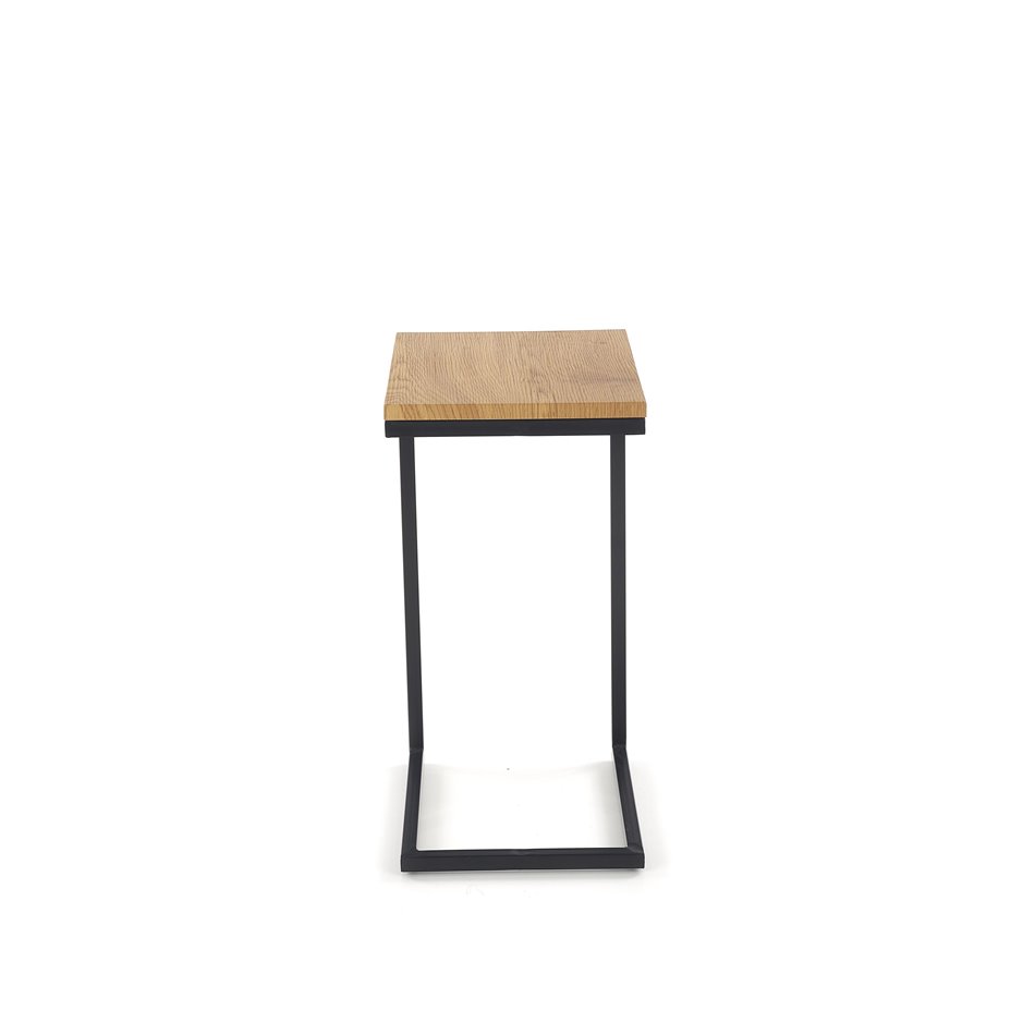 Side table Hisan, black/oak color, MDF/steel, H60x40x30cm