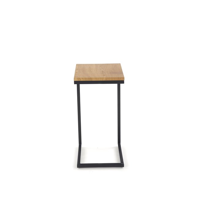 Side table Hisan, black/oak color, MDF/steel, H60x40x30cm