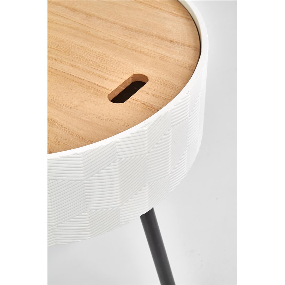 Side table Haura, white, MDF/steel,  D38cm, H45cm