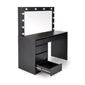 Dressing table with mirror Holwud XL, black, MDF/LED lights, H140x120x55cm